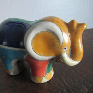 Vintage Raku Elephant Signed